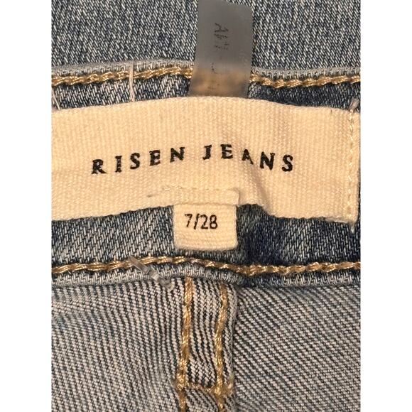 Risen High Rise Patch Pocket Ankle Flare Jeans Size 7 Blue Streetwear Western - Picture 4 of 5